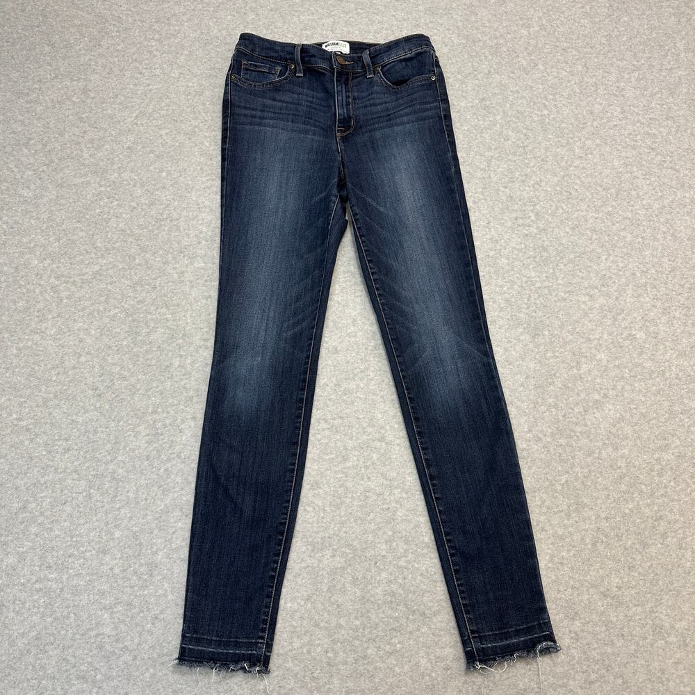 William Rast Jeans Womens 27 Dark Wash Denim Sculpted High Rise Stretchy Raw Hem